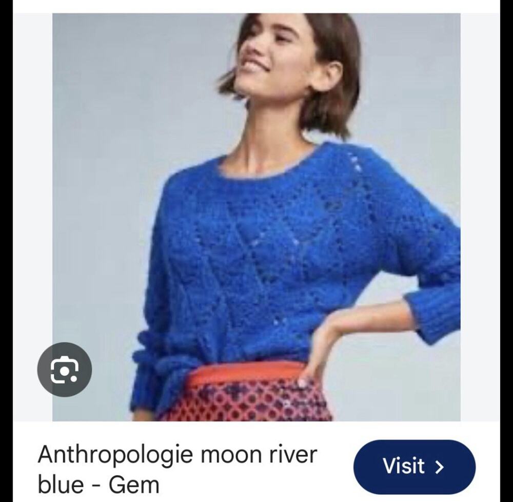 Anthropologie Moon River Blue Crew Neck Argyle Diamond Knit Sweater